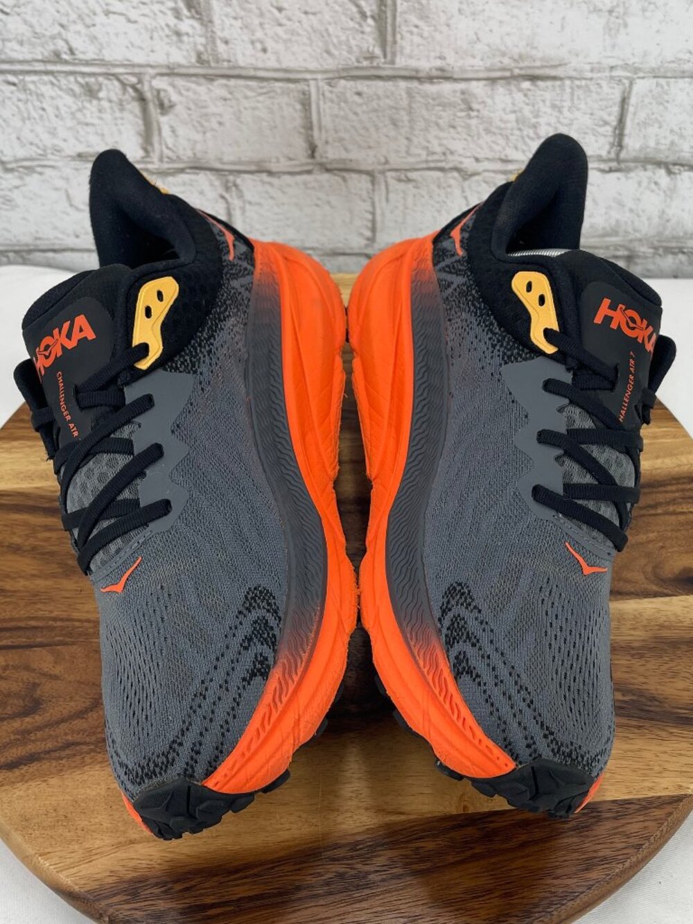 Hoka Men's Gray and Orange Athletic Running Shoes with Yellow Accents - Picture 10 of 16